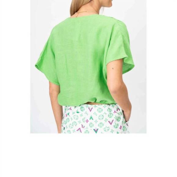 NEW LOOK MODE USA cross linen top in lime green - Picture 2 of 3